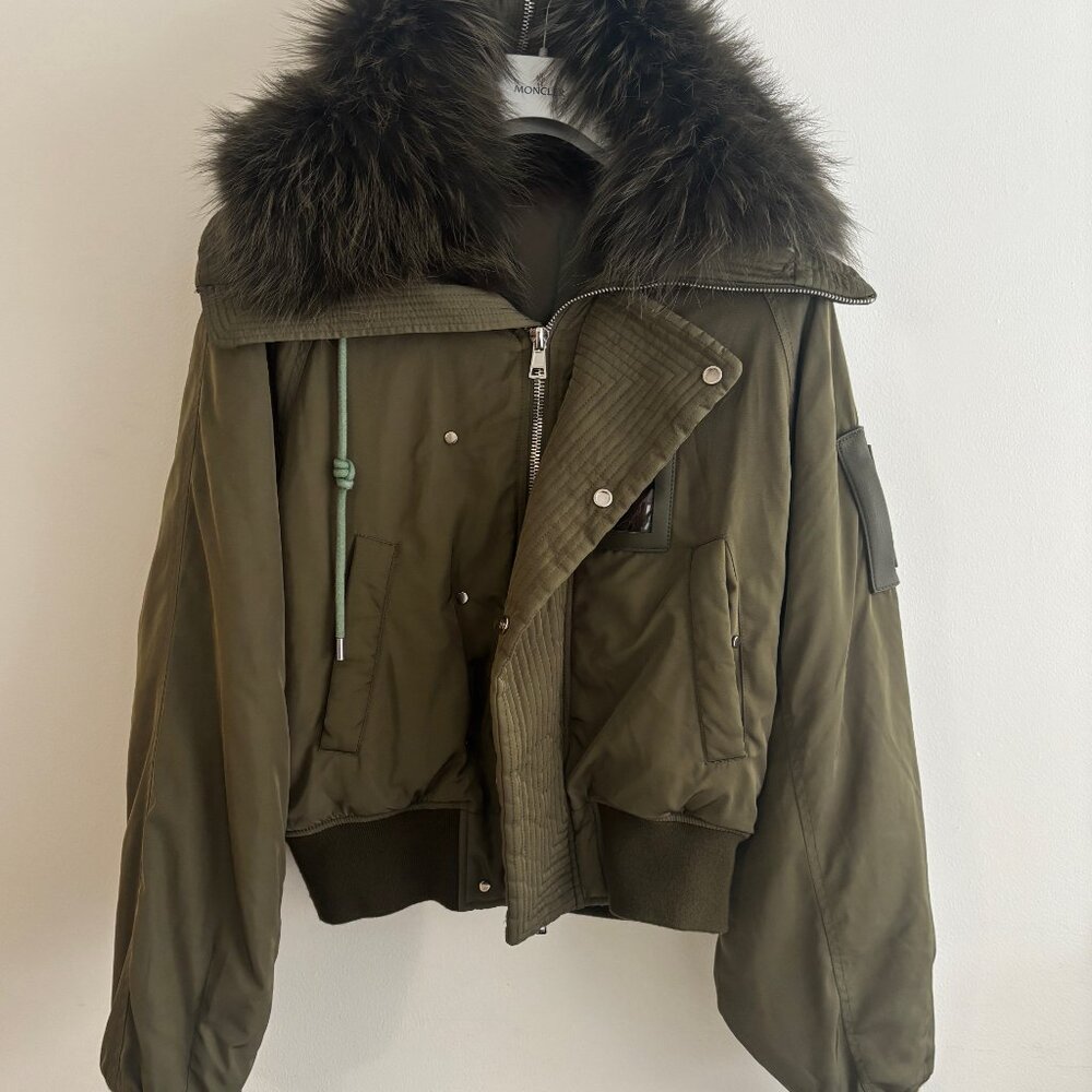 $4000 Juun.J Olive Green N2-B Flight Bomber Jacket Fur Hood - Medium - Large - Picture 3 of 15